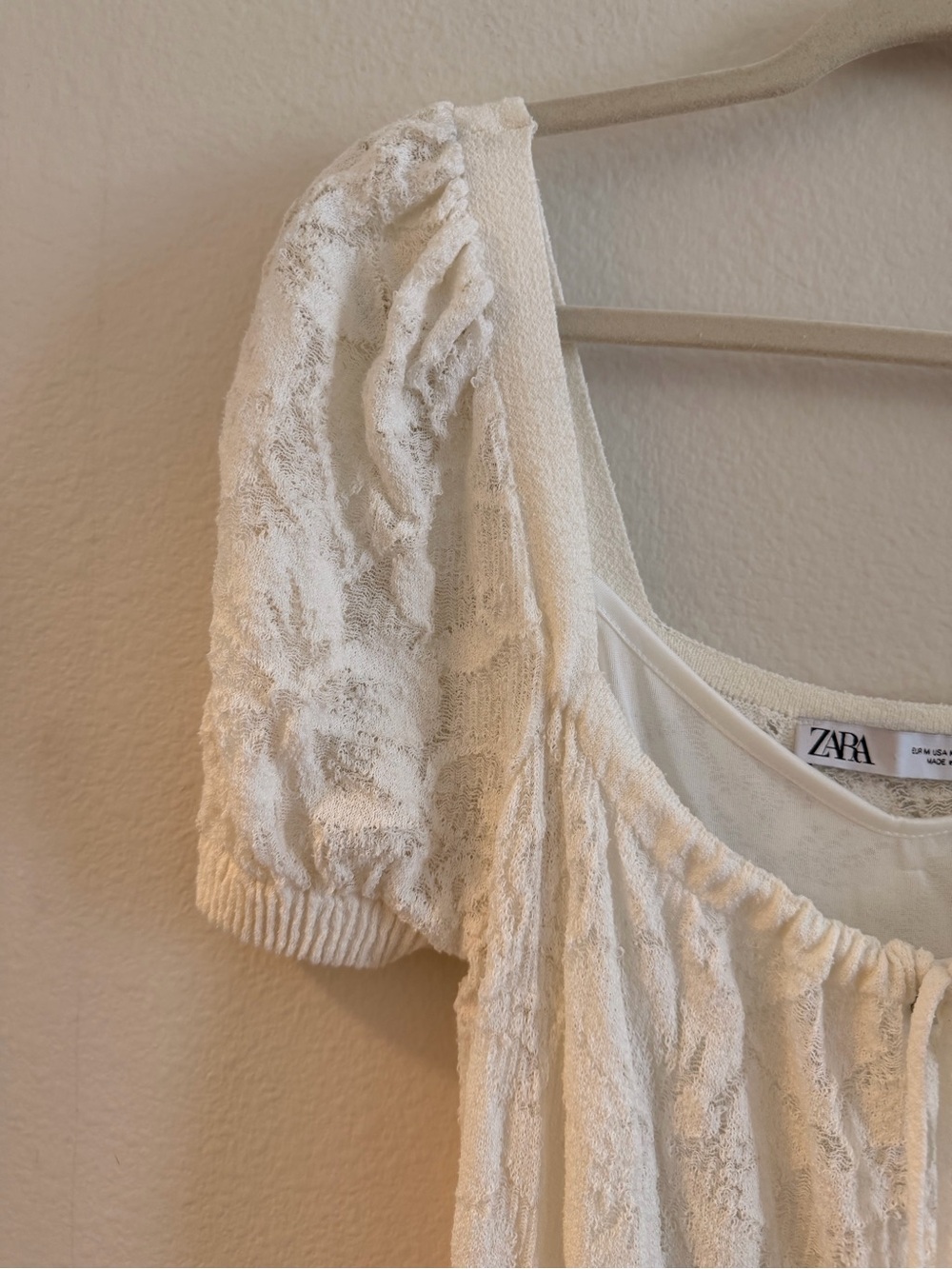 Zara Cream Lace Button-Front Midi Dress, Size Medium - Picture 4 of 7